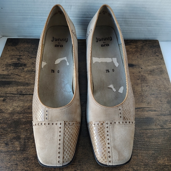 Jenny By Ara Leather Suede Heel Pumps US 10 G Womens Classic Block Heel Pumps - Picture 3 of 17